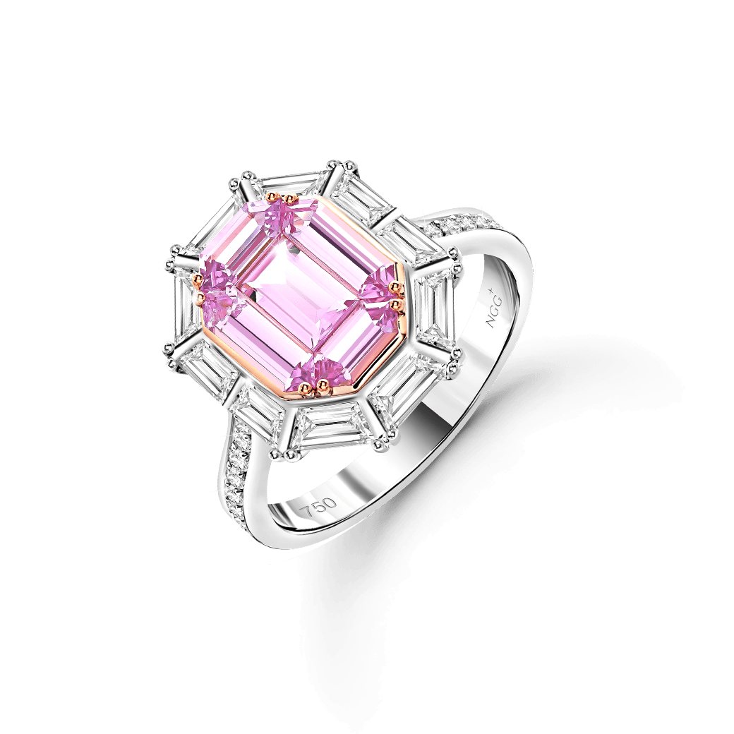 Pink emerald pendant ring